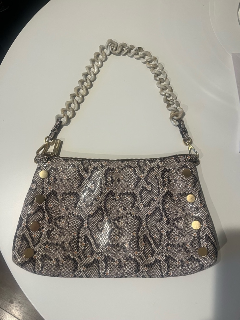 Hammitt Snake-Print Daisy Shoulder Bag with Chain Handle Excellent Condition